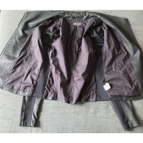 Vince Grey Leather Jacket - Picture 11 of 14